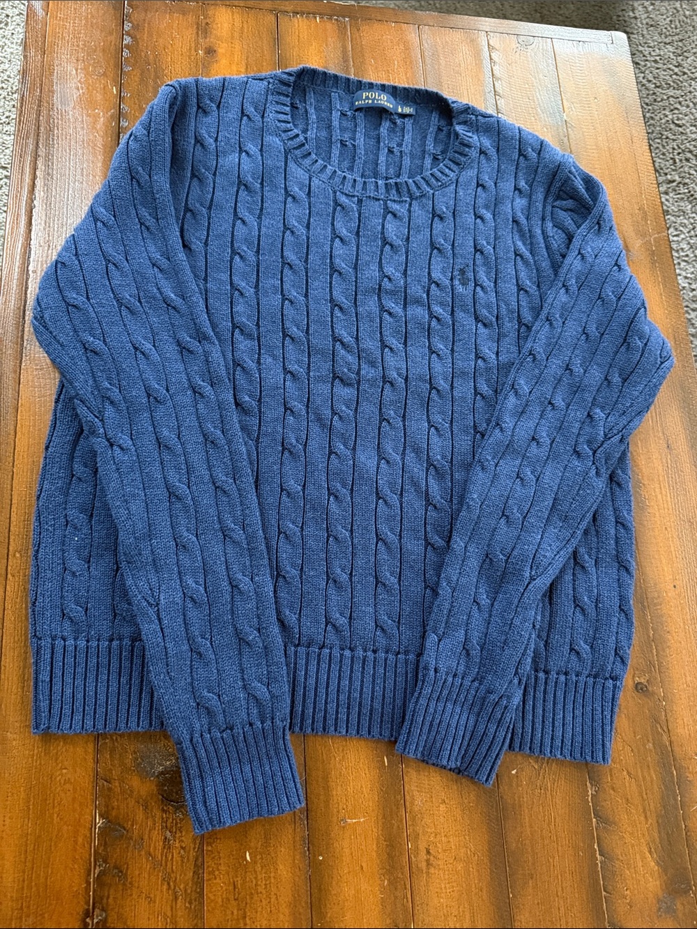 Polo by Ralph Lauren Navy Cable-Knit Crewneck Sweater